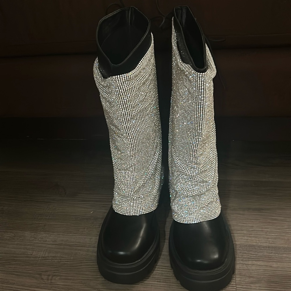 Azalea Wang Bloomfield Embellished Boot In Silver - image 2